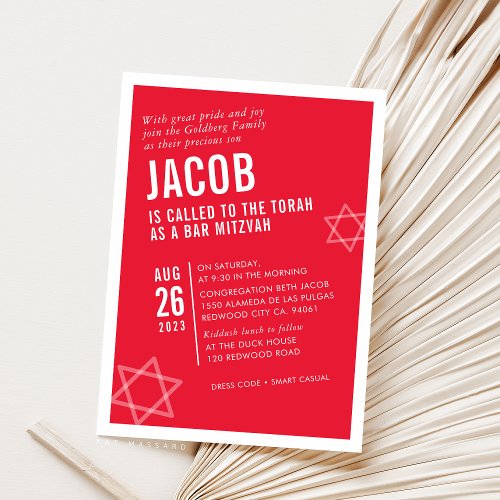 BOLD BAR MITZVAH simple modern angle red white