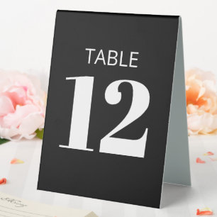 Bold Basic Black Modern Reception Table Number Table Tent