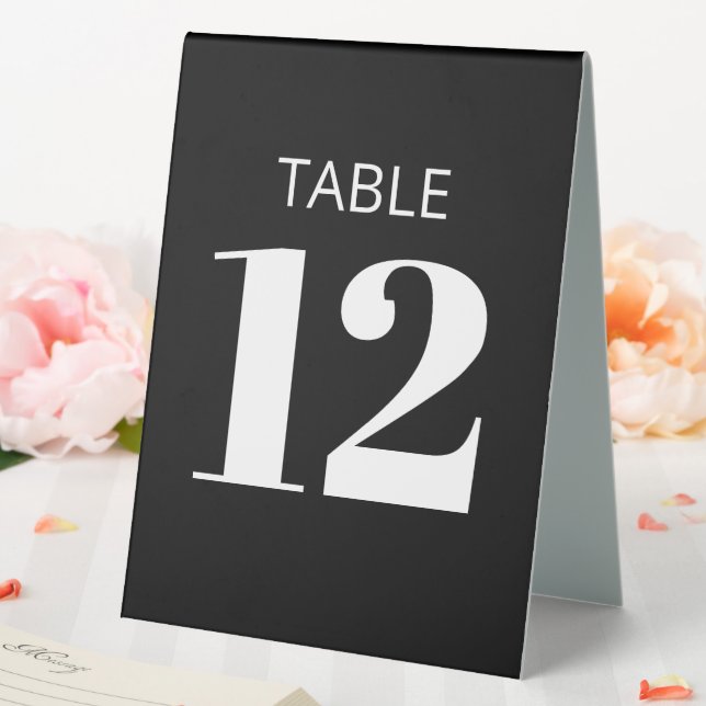 Bold Basic Black Modern Reception Table Number Table Tent (In SItu (Wedding))