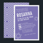 BOLD BAT MITZVAH cute modern angle lilac white Invitation<br><div class="desc">by kat massard > WWW.SIMPLYSWEETPAPERIE.com Love the design, but would like to see some changes - another color scheme, product, add a photo or adapted for a different occasion - no worries simply contact me - I am happy to help! - - - - - - - - - -...</div>