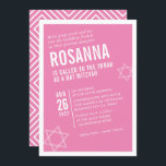 BOLD BAT MITZVAH simple modern angle pink white Invitation<br><div class="desc">by kat massard > WWW.SIMPLYSWEETPAPERIE.com Love the design, but would like to see some changes - another color scheme, product, add a photo or adapted for a different occasion - no worries simply contact me - I am happy to help! - - - - - - - - - -...</div>