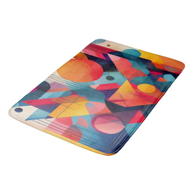 Bold Bauhaus-Inspired Abstract Geometric Bath Mat (Angled)