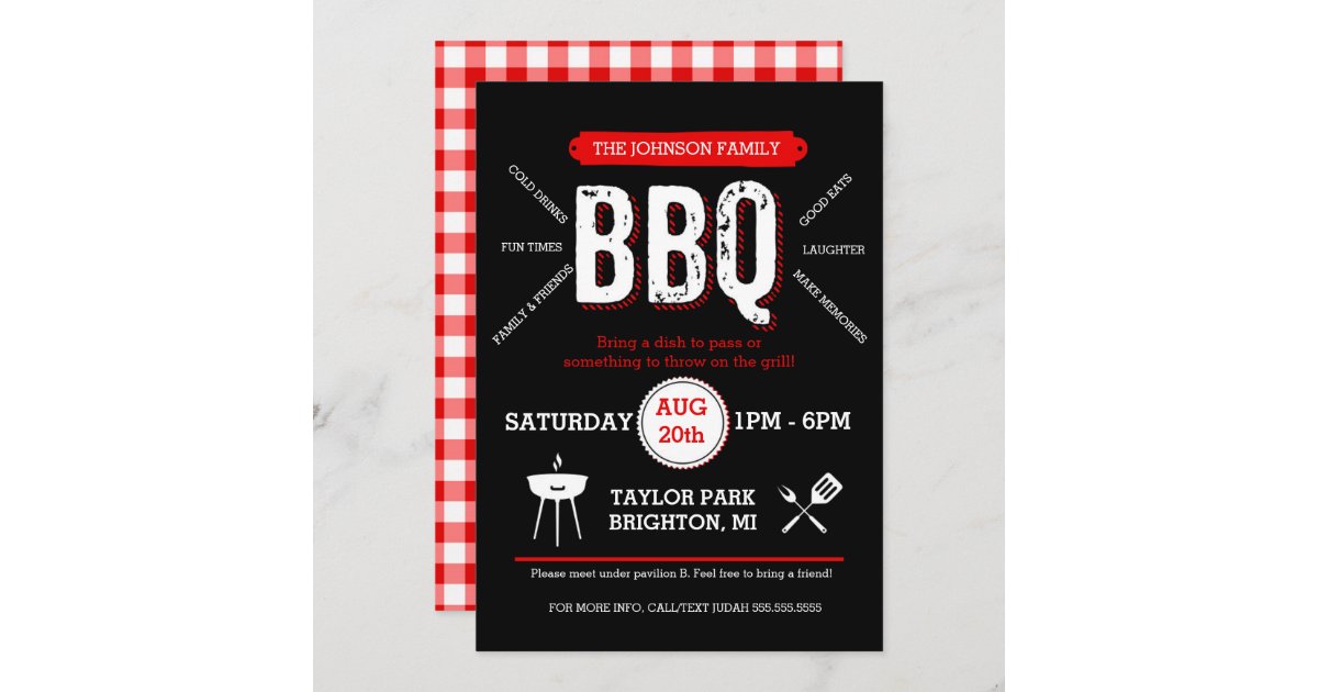 Bold BBQ Picnic Invitation, Barbecue Invite | Zazzle