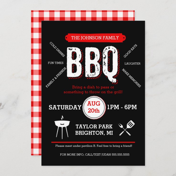 Bold BBQ Picnic Invitation, Barbecue Invite | Zazzle