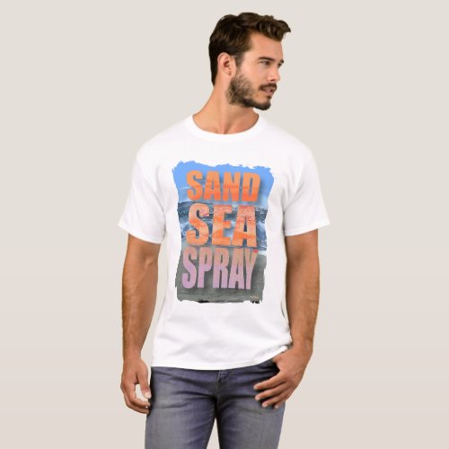 Bold Beach Sand Sea and Spray Slogan T_Shirt