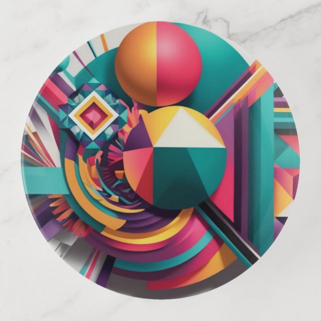  Bold & Beautiful: Abstract Geometric Masterpiece  Trinket Tray (Front)