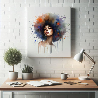 Bold & Beautiful Afro Art Expression Faux Canvas Print