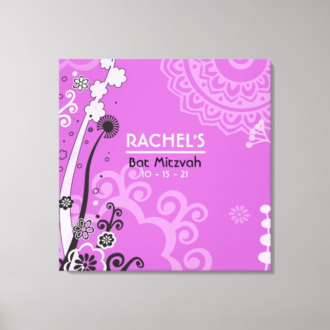 BOLD & BEAUTIFUL Bat Mitzvah Sign-In Memory Board Canvas Print (Front)