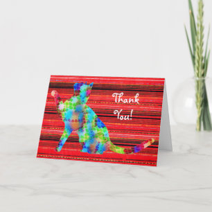 Bold Beautiful Cat Art Thank You Card