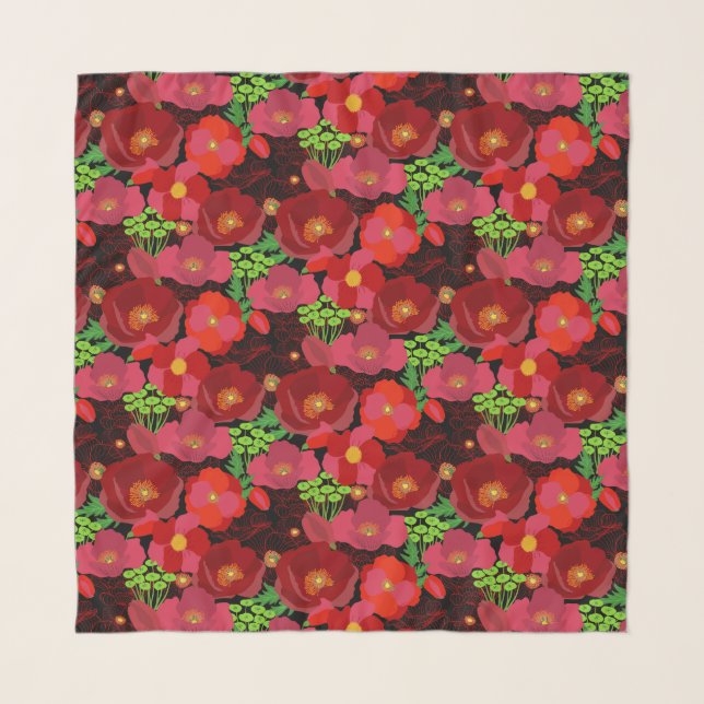 Bold,Beautiful,Dazzling Poppy Flower Scarf (Front)