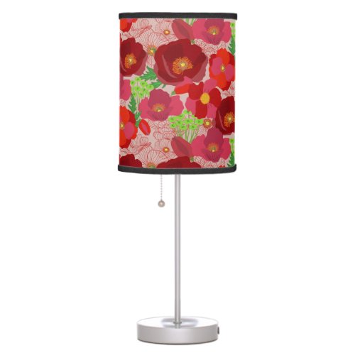 Bold Beautiful Dazzling Poppy Flower Table Lamp