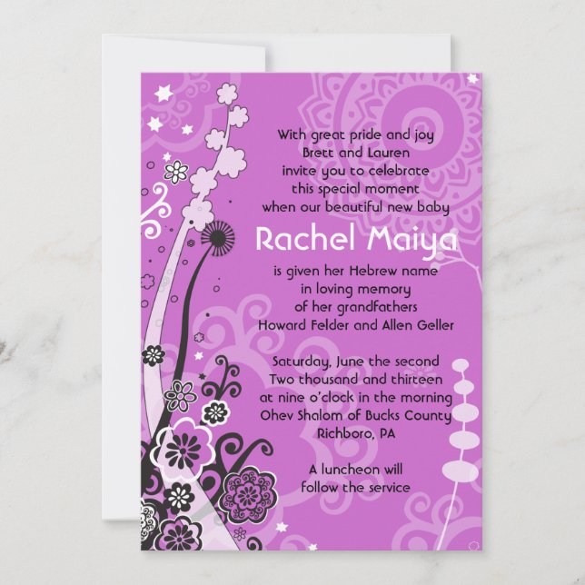 BOLD & BEAUTIFUL FLORAL Baby Naming Invitation (Front)