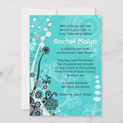 BOLD  BEAUTIFUL FLORAL Bat Mitzvah Invitation