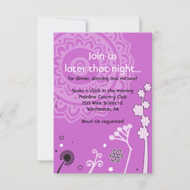 BOLD & BEAUTIFUL FLORAL Bat Mitzvah Party Card (Front)