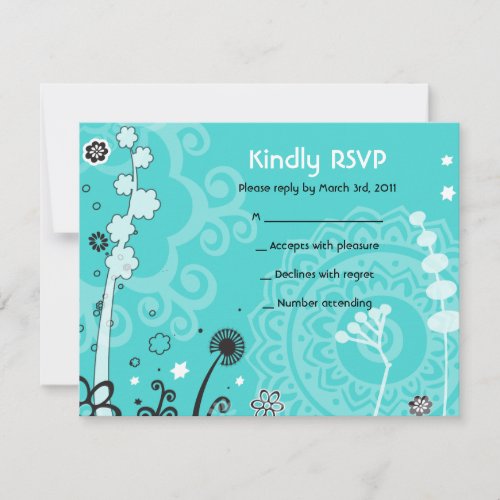 BOLD  BEAUTIFUL FLORAL Bat Mitzvah Reply Card