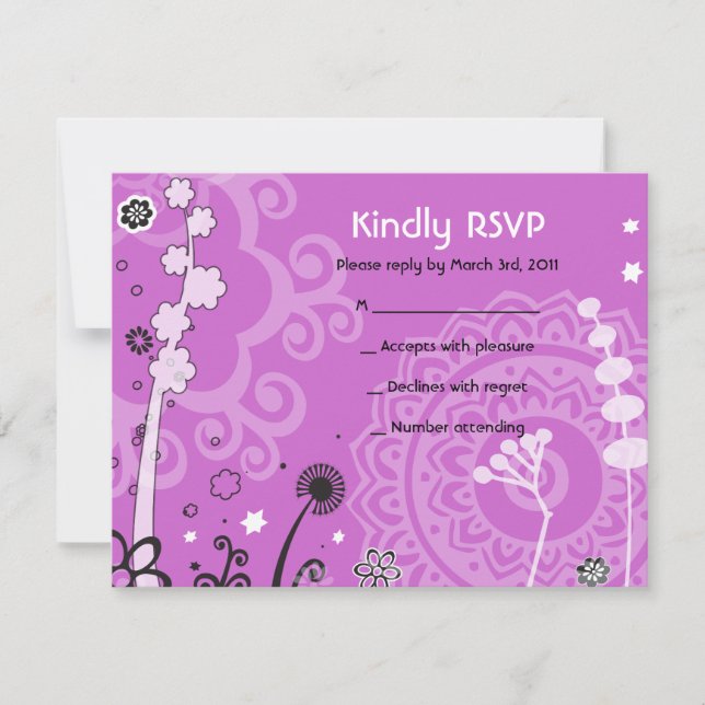 BOLD & BEAUTIFUL FLORAL Bat Mitzvah Reply Card (Front)