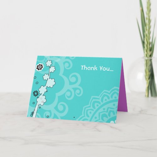 BOLD  BEAUTIFUL FLORAL Bat Mitzvah Thank You Card