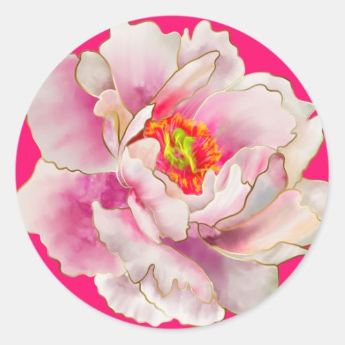 Bold Beautiful Scarlet Peony  Classic Round Sticker