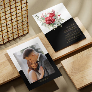 Bold & Beautiful: Watercolor Red Roses Wedding Invitation