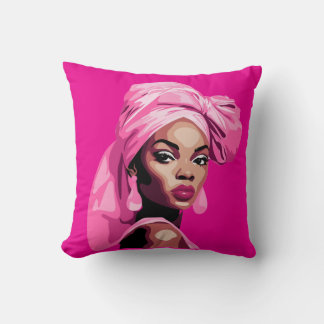 Bold Beauty in Pink Afrocentric Art  Throw Pillow
