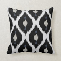 Bold beige black and white tribal ikat pillow