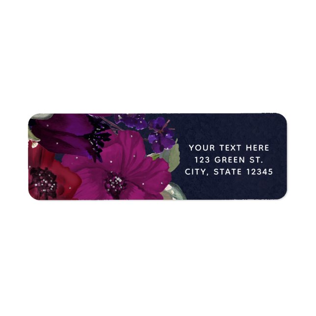 Bold Berry Fuchsia Floral Bouquet Chic Wedding Label (Front)
