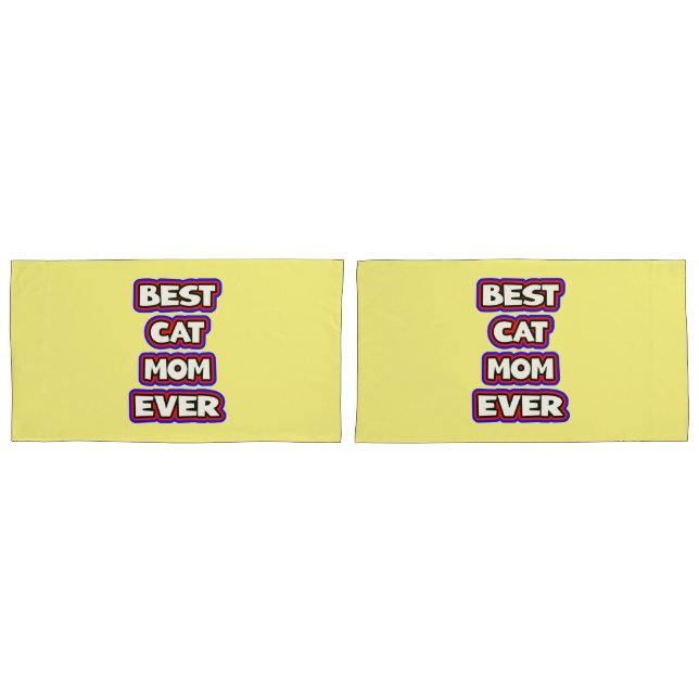 Bold Best Cat Mom Ever Fun Typography Pillow Case (Front-Set)