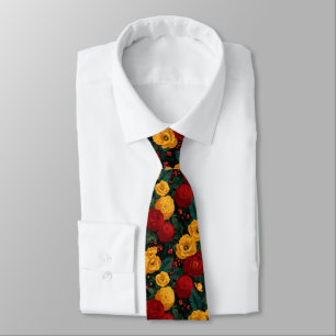 Bold Best Man Ranunculus Floral Neck Tie