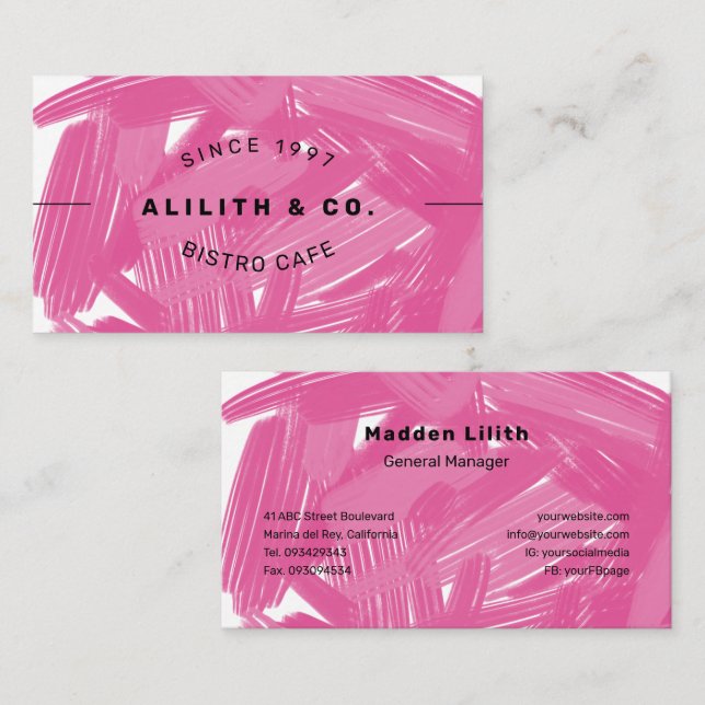 Bold Big Brush Strokes Pink Power Business Card (Front/Back)