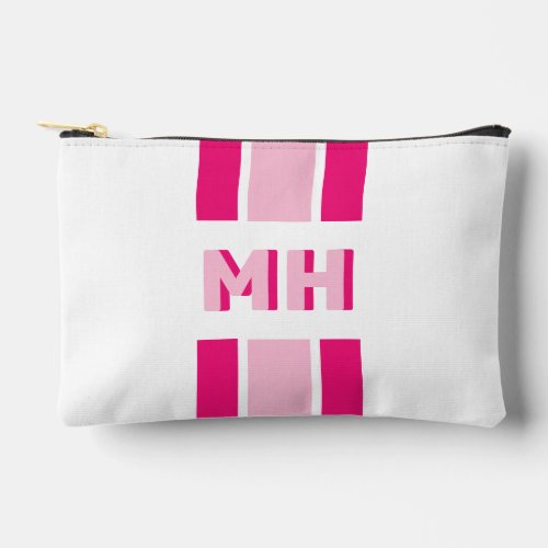 Bold Big Letter Custom Initials Pink Monogram Accessory Pouch