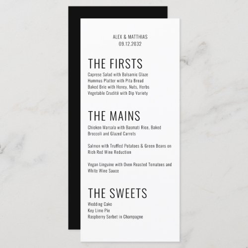 Bold Big Typography Black White Modern Wedding Menu