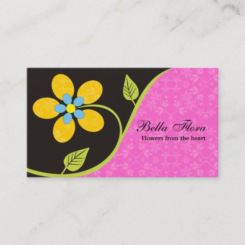 Bold big yellow flower business cards template