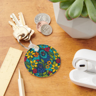 Bold Bigfoot Yeti Sasquatch Wildflower Flower Keychain