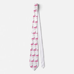 Bold Birding Fun Flock Of Pink Flamingos Bird Tie