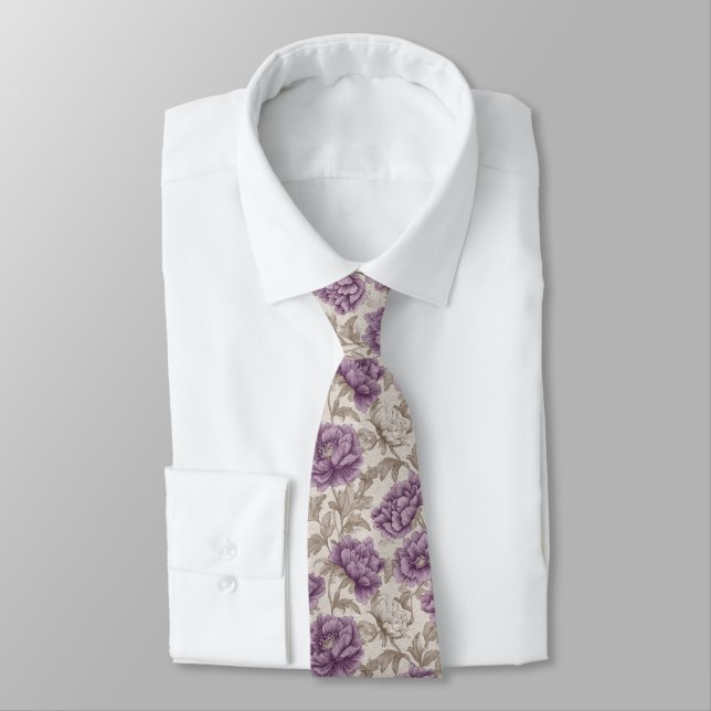 Bold Birthday Gifts For Him Peonies Flower Neck Tie (Tied)
