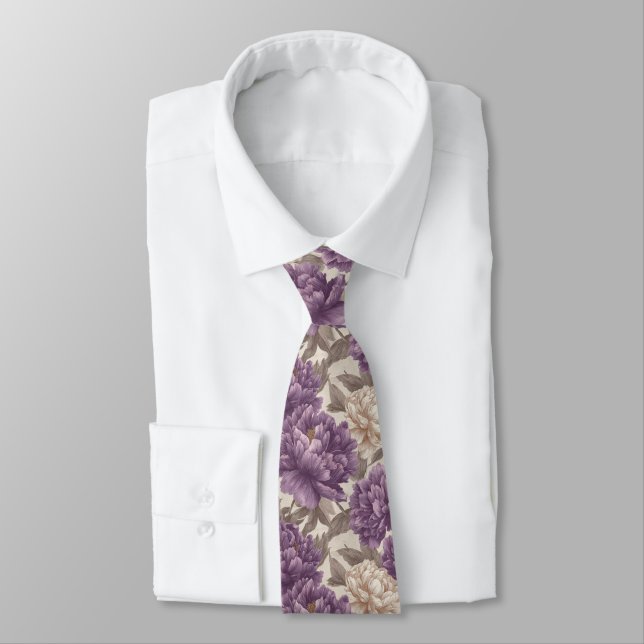 Bold Birthday Gifts For Husband Peonies Neck Tie (Tied)