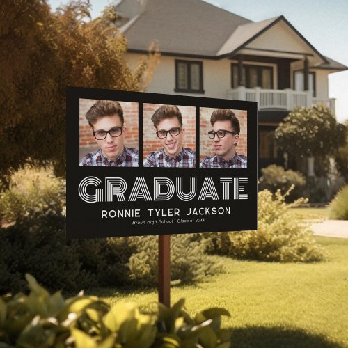 Bold Black 3 Graduate Photo Graduation Sign