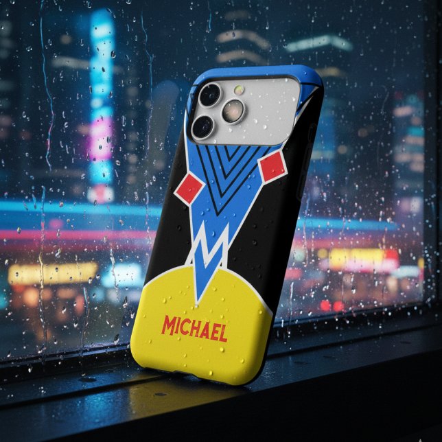 Bold Black 90s Retro Memphis Bauhaus Monogram Case-Mate iPhone Case (Creator Uploaded)