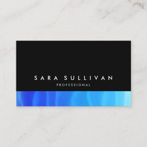 Bold Black Abstract Blue Gradients Business Card
