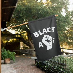 Bold Black AF Word Art Fist House Flag