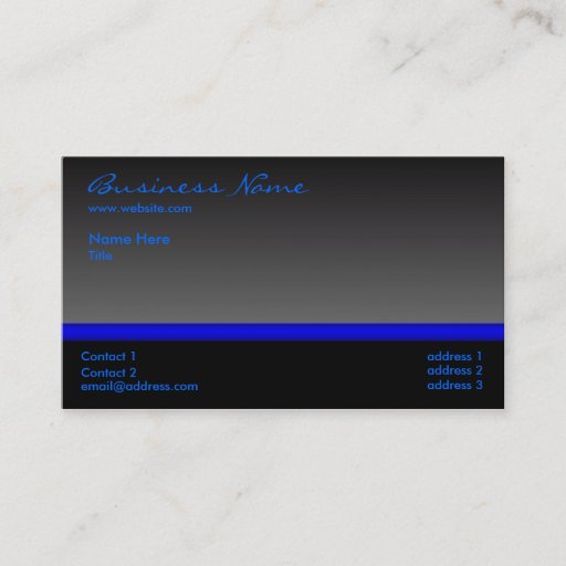 Customizable Bold Black and Blue business card
