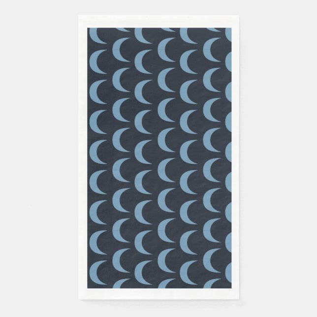 Bold Black and Blue Quarter Moon Paper Guest Towels (Front)
