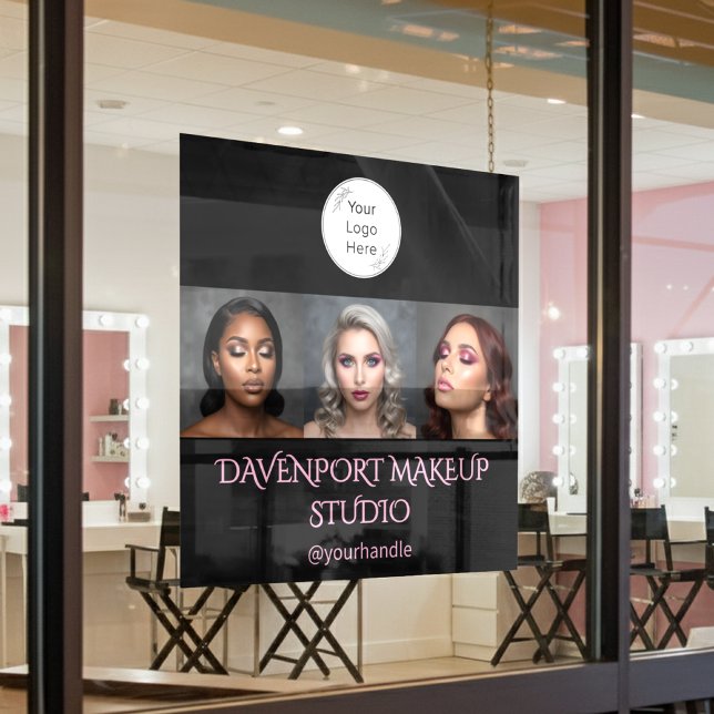 Bold Black and Blush Pink 3 Photo Window Cling (Creator Uploaded)