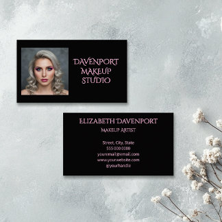 Bold Black and Blush Pink Business Card