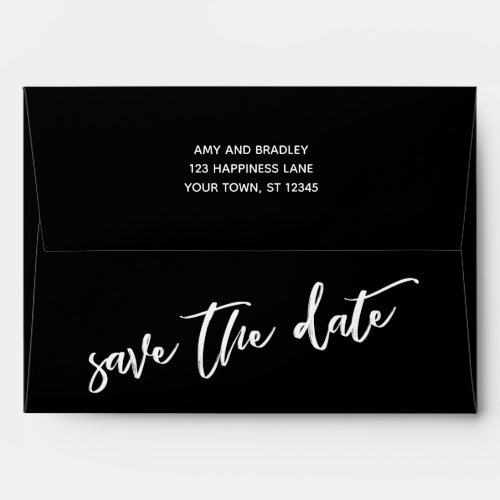 Bold Black and Casual Handwriting Save the Date Envelope