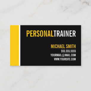 Bold Black and Custom Color Personal Trainer Business Card