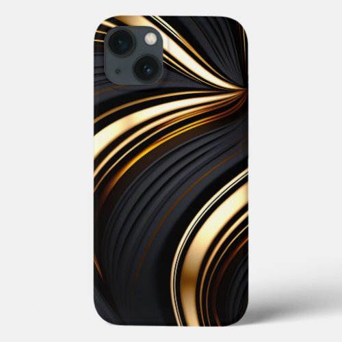 Bold black and gold abstract iPhone 13 case