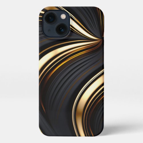 Bold black and gold abstract iPhone 13 case