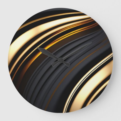 Bold black and gold abstract large clock