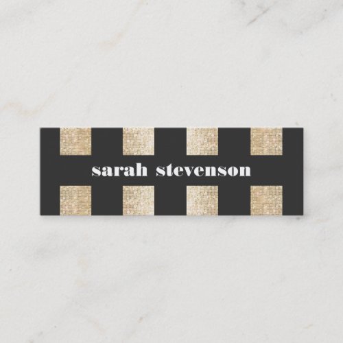 Bold Black and Gold Faux Sequin Modern Fashionista Mini Business Card